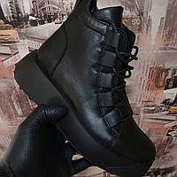 Ботинки осенние женские молодёжные натуральная  кожа  чёрные на шнуровке с боковым замком Starmani код (2081)