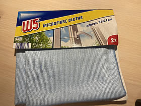 Безворсові серветки для прибирання будинку без розводів із мікрофібри 2 шт 31х31 см W5 microfibre Cloths
