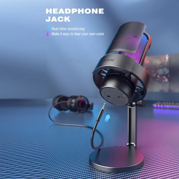Купити Fifine AmpliGame A8 USB мікрофон з RGB-підсвіткою, попфільтром ...