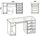Офісний стіл Компаніт СКМ-11 1400х600х736 мм лдсп бук, фото 3