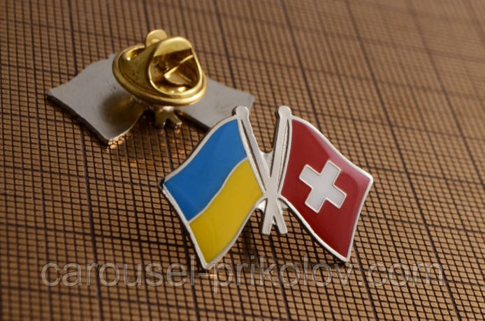Значок Україна-Швейцарія подвійний