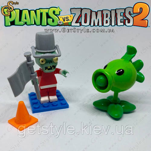 Конструктор фігурка Зомбі та стрілялка Горохострел Plants vs Zombie 2 в 1