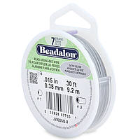 Тросик ювелирный Beadalon 7 струн, Satin Silver, толщина 0.38 мм, 30 футов (9.2 м)