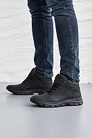 Чоловічі кросівки шкіряні зимові чорні на шнурках Размеры: 40,41,42,43,44,45 41
