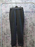 Спортивные женские штаны теплые зимние серый меланж джоггеры брюки трехнитка с начосом 46