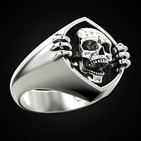 Креативный перстень в виде черепа лезущего наружу из кольца для мужчин и женщин, размер 19