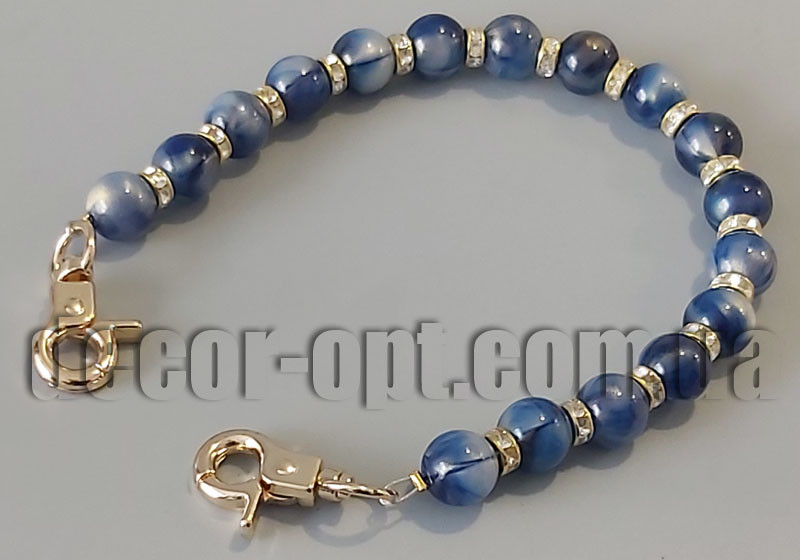 Фурнітура-ручка для сумки синьо-блакитних відтінків із карабінами 30 см