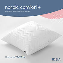 Подушка для сну 70х70 см NORDIC COMFORT+ IDEIA антиалергенна холофайбер чохол з блискавкою біла, фото 3
