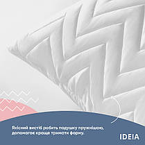 Подушка для сну 70х70 см NORDIC COMFORT IDEIA антиалергенна біла стьобаний чохол, фото 5
