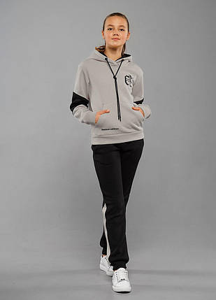 Костюм для дівчаток дитячий спортивний підлітковий зимовий утеплений на флісі Laura Сірий Туреччина на зиму, фото 1