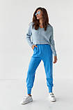 Жіночі трикотажні штани двонитка на манжетах — джинс-колір, S (є розміри), фото 6