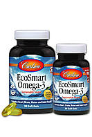 Омега-3, Смак Лимона, EcoSmart Omega-3, Carlson, 90+30 желатинових капсул