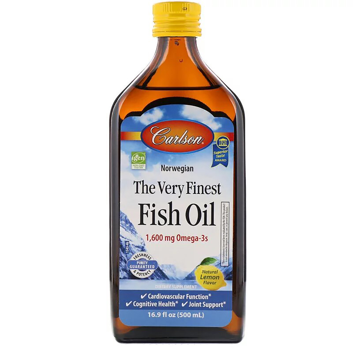 Риб'ячий жир, Смак Лимона, Норвегія серія, The Very Finest Fish Oil Lemon, Carlson, 500 мл