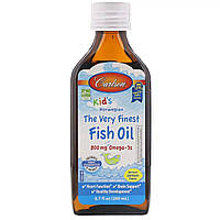 Риб'ячий Жир для дітей, Лимонний Смак, Kid's Fish Oil Lemon, Carlson, 200 мл
