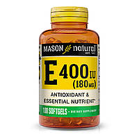Вітамін Е 180 мг, Vitamin E 400 IU, Mason Natural, 100 гелевих капсул