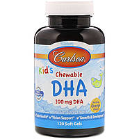 Риб'ячий жир (DHA) для дітей, Смак Апельсину, Kid's Chewable, Carlson, 120 желатинових капсул