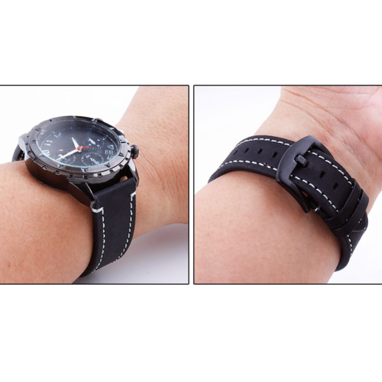 Браслет для часов из композитной кожи гладкий UTHAI 22 мм черный - фото 6 - id-p1684022974
