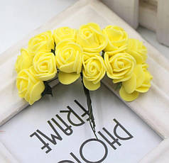 Букет трояндочок з фоамірану, 2-2,2 см, жовтий