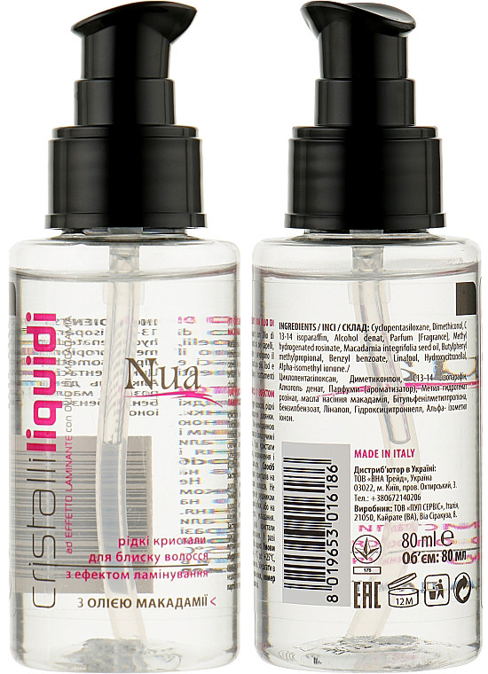 Рідкі кристали для блиску волосся з ефектом ламінування Nua Cristalli Liquidi 80мл, фото 1