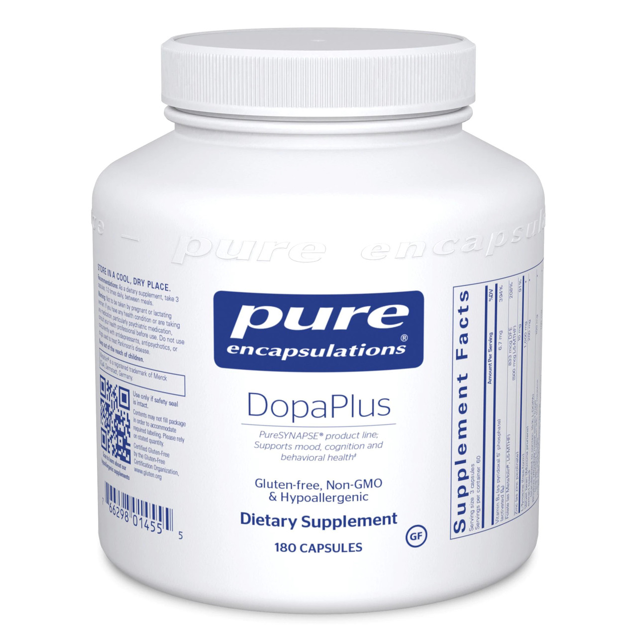 Всебічна підтримка допаміну, ДопаПлюс, DopaPlus, Pure Encapsulations, 180 капсул BX050