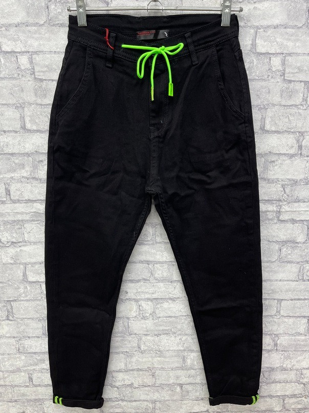 Чоловічі чорні МОМи зі шнурком і високою посадкою, фото 1