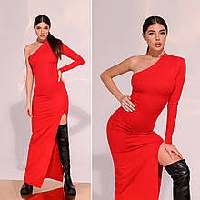 Жіноче асиметричне плаття в підлогу Люкс червоне (різні кольори) XS S M L