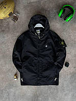 Ветровка мужская черная Стон Айленд / Водоотталкивающая куртка Stone Island / Демисезонная курточка для мужчин