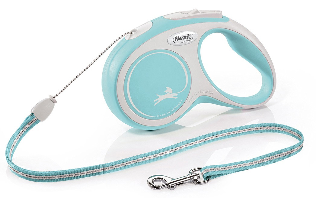 Рулетка-повідець FLEXI New Comfort S Cord 5 м шнур до 12 кг (блакитна), фото 1