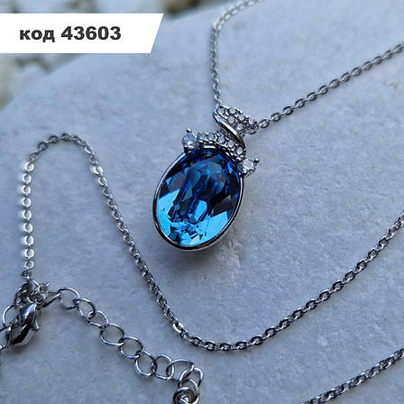 Жіночий кулон з каменем Swarovski Аквамарин | Покриття Родій | Кулон Xuping, фото 1