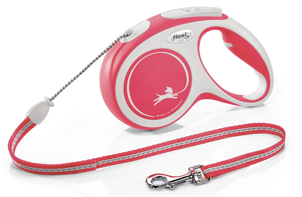 Рулетка-повідець для собак FLEXI New Comfort M Cord 5 м шнур до 20 кг (червона)