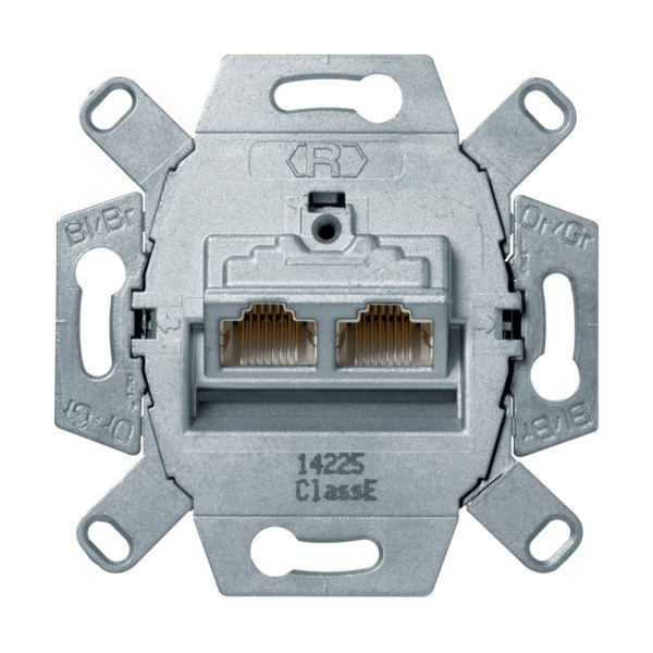 Комп'ютерна розетка RJ45 екранована подвійна Berker категорія 6a клас Е, FTP (455501), фото 1