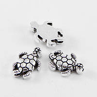 Бусини Черепаха метал 20 шт. 12,5х9х4 мм сплав колір античне срібло