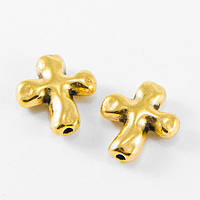 Бусини метал хрест 10 шт 14х12,5х4 мм колір античне золото