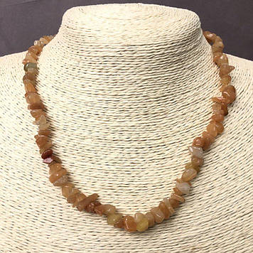 Намисто з натурального каменю Сердолік крихта d- 5-8мм+- на подовжувальному ланцюжку L-42-48см+-