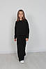 Костюм для дівчинки турецька тринитка кофта реглан і штани палацо-колір чорний, фото 4