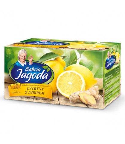 Чай фруктовий Bavcia Jagoda в пакетах з лимоном і імбирем (саше) 20 шт., 40 г, Польща, лимон та імбир