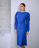 Сукня жіноча міді з пишними рукавами Люкс синє (різні кольори) XS S M L, фото 5