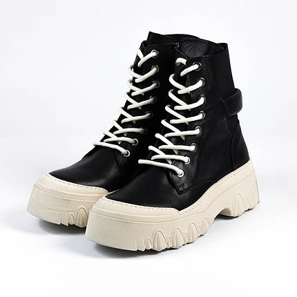 Черевики зі шнурівкою AQUAMARIN 2970 39 Чорні шкіра 36, фото 1