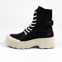 Черевики зі шнурівкою AQUAMARIN 2970 39 Чорні шкіра 36, фото 3