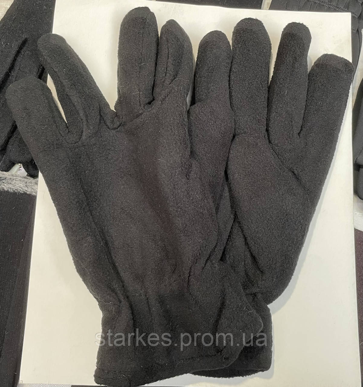 Перчатки двійний фліс чорні, зимові, 10 р - фото 1 - id-p785569289