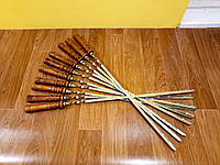 Шампури з дерев'яною ручкою з нержавіючої сталі. Шампура з нержавійки 3мм. Подарункові шампури для шашлику.