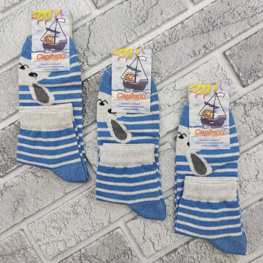 Шкарпетки дитячі середні весна/осінь р.22 Кролик блакитна смужка CAPITANO 30036403, фото 1