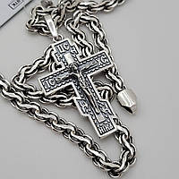 Серебряный восьмиконечный крестик с серебряной цепочкой Ручеек на шею Серебро 925 проба цепь крест