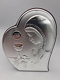 Срібна ікона Пам'ятка Першого Причастя (150х115мм.) (дівчинка), фото 2