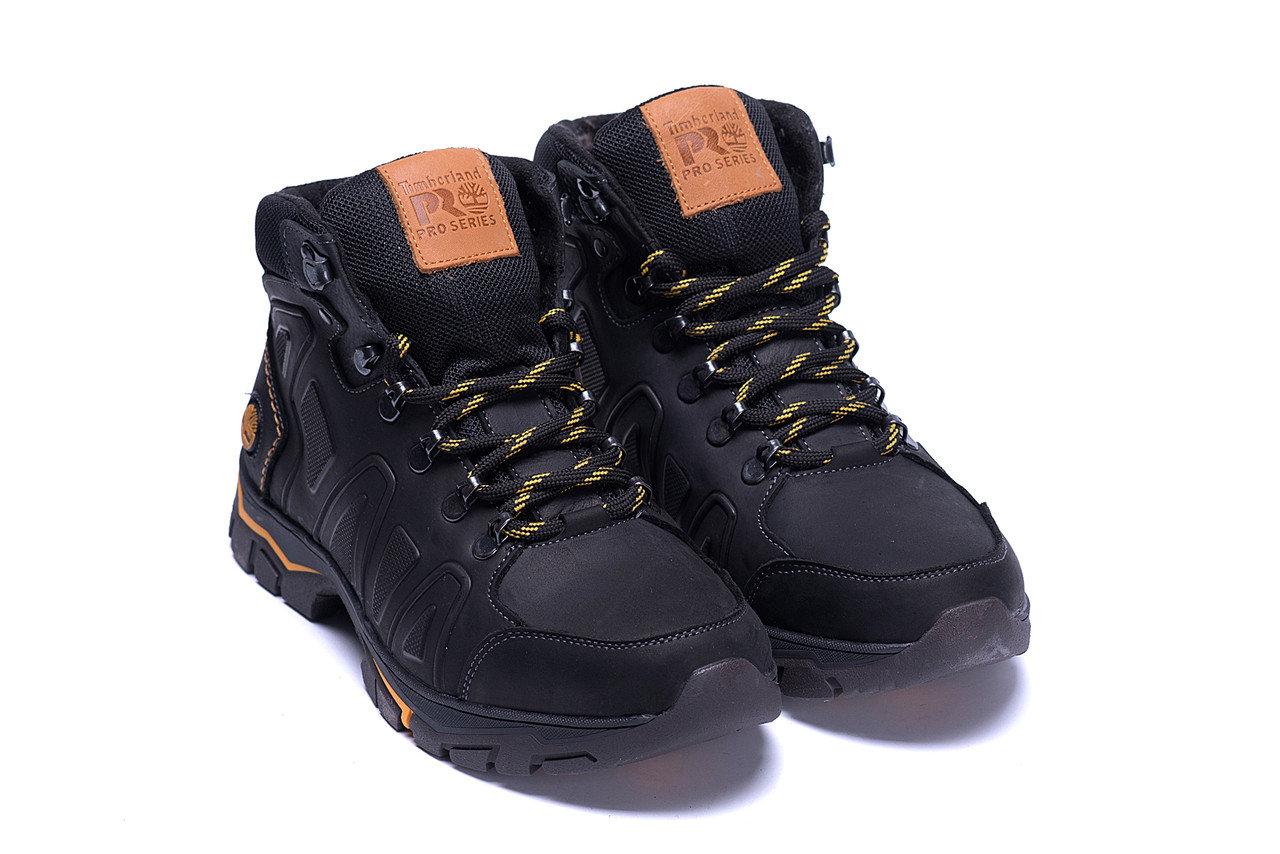 Чоловічі зимові шкіряні черевики Timberland black чорні