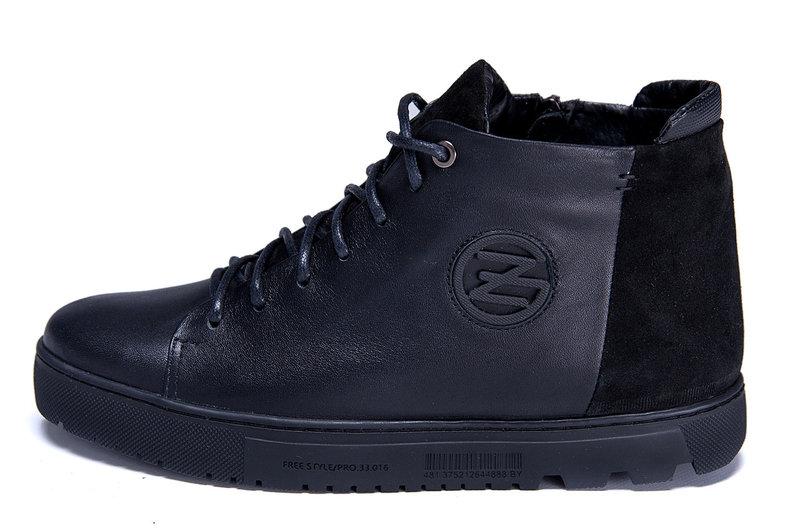 Чоловічі зимові шкіряні черевики ZG Black new style