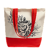 Еко-сумка з бавовни для покупок "Comby" (43х40х14 см) 240 г/кв.м незабарвлена з червоним, фото 6