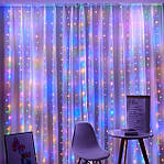 Гірлянда штора-водоспад 320 LED 3х3 м RV-31 прозорий шнур із перехідником різнокольорова, фото 5