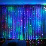 Гірлянда штора-водоспад 320 LED 3х3 м RV-31 прозорий шнур із перехідником різнокольорова, фото 2