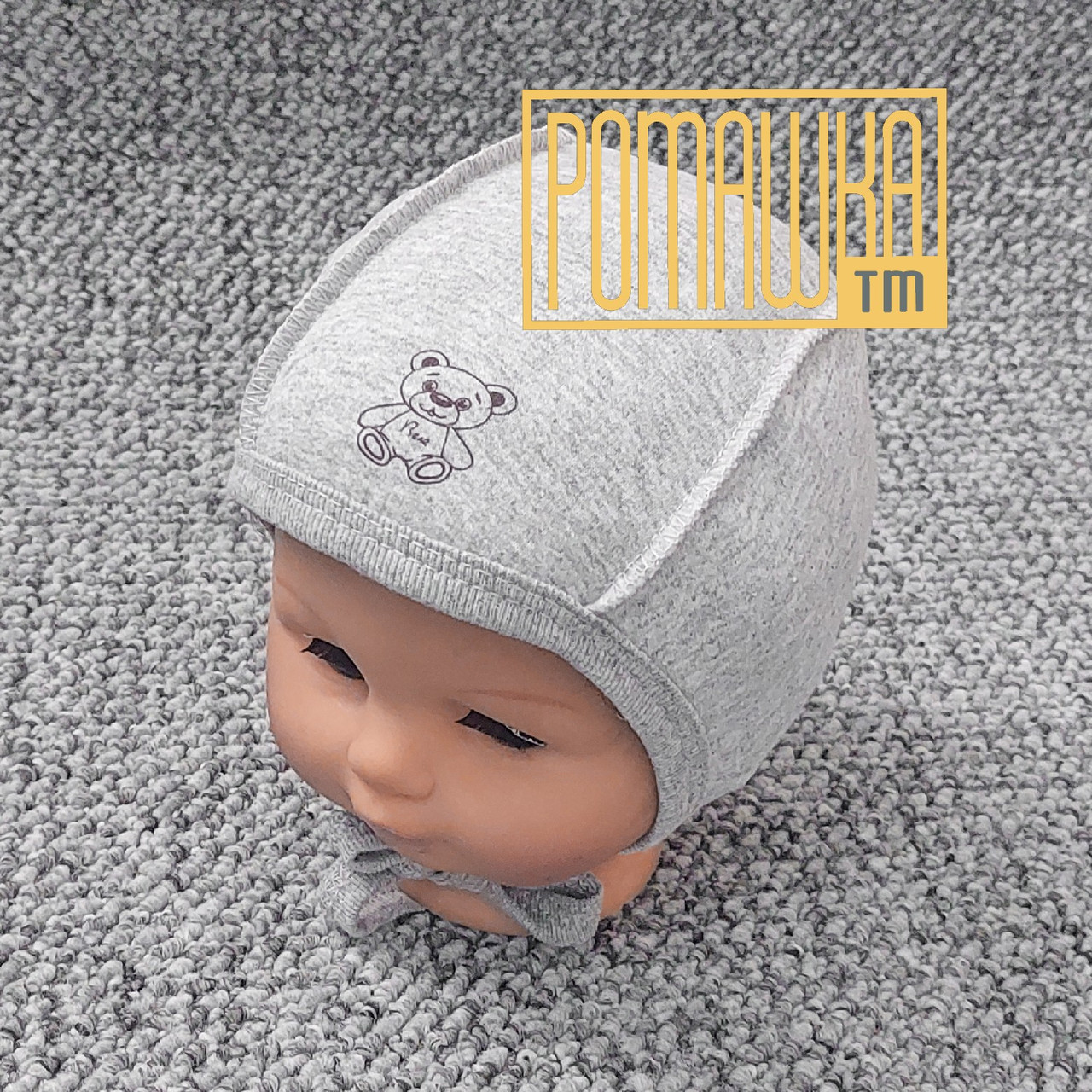 1-3 р 38 (2) тонкий бавовняний чепчик для новонароджених тоненька шапочка для малючка із зав'язками 4023 СР